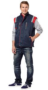 Жилет мужской утепленный рабочий "Авангард" синий-красный