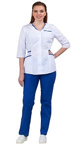 Комплект одежды женской "Ольга" белый-василек